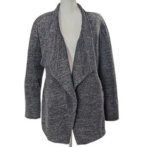 Eileen Fisher Terrazzo Open Front Jacket Large Gray Zip‎ Cuff Draped